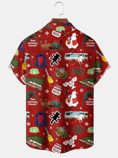 Men's Christmas Funny Graphic Short Sleeve Hawaiian Shirt